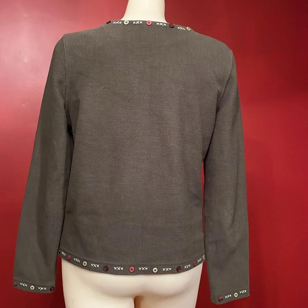 EUC Christopher & Banks olive green for zip cardigan - Picture 7 of 14